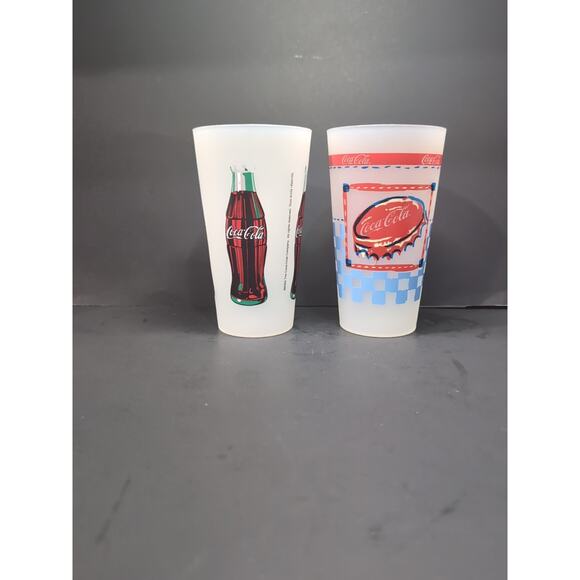 Coca-Cola Collectible‎ Cups Set, Vintage Large Frosted Hard Plastic, Memorabilia - Picture 3 of 8